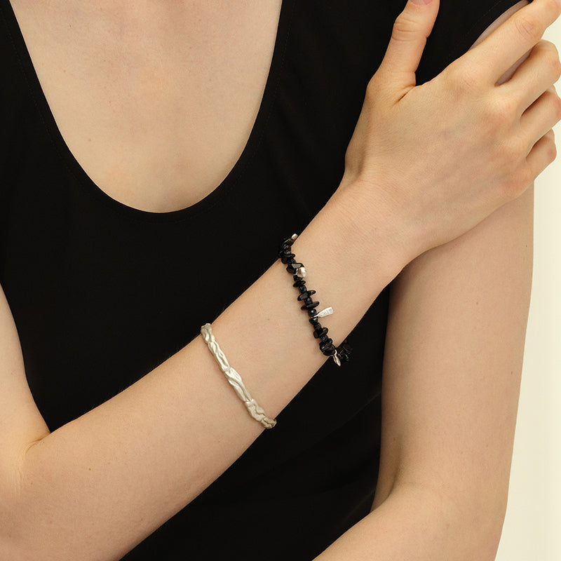 OINICIO Seed Maize Gemstone Beaded Black Bracelet