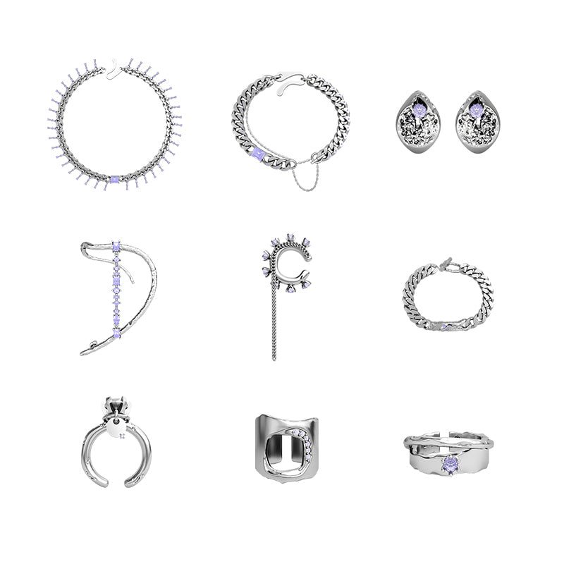 OINICIO Nanke Purple Zircon Staggered Open Ring