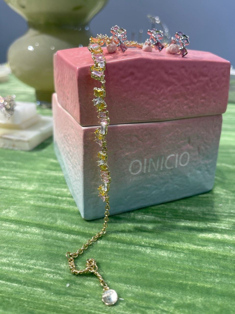 Shine Bright with Oinicio's Sparkling Colored Zircon Necklace