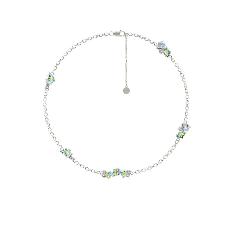 OINICIO Mumbling Colorful Zircon Panel Necklace