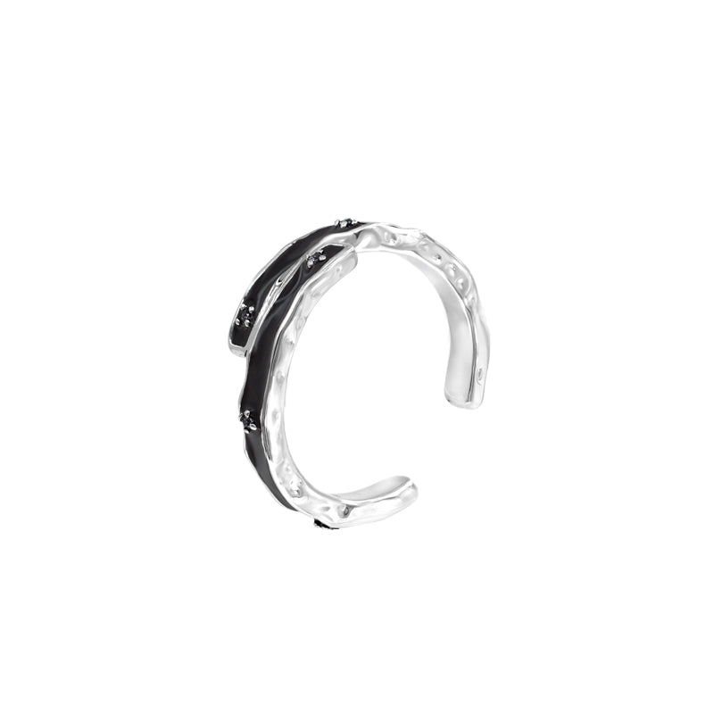 OINICIO Sediment Black Epoxy Resin Asymmetric Ring, Size 13#