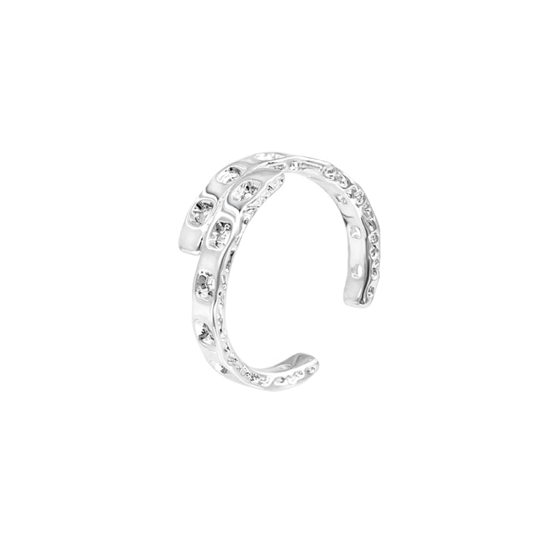 OINICIO Sediment Silver Epoxy Resin Asymmetric Ring, Size 15#