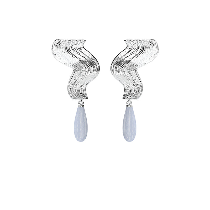 OINICIO Moonquake Blue Striped Agate Pendant Earrings