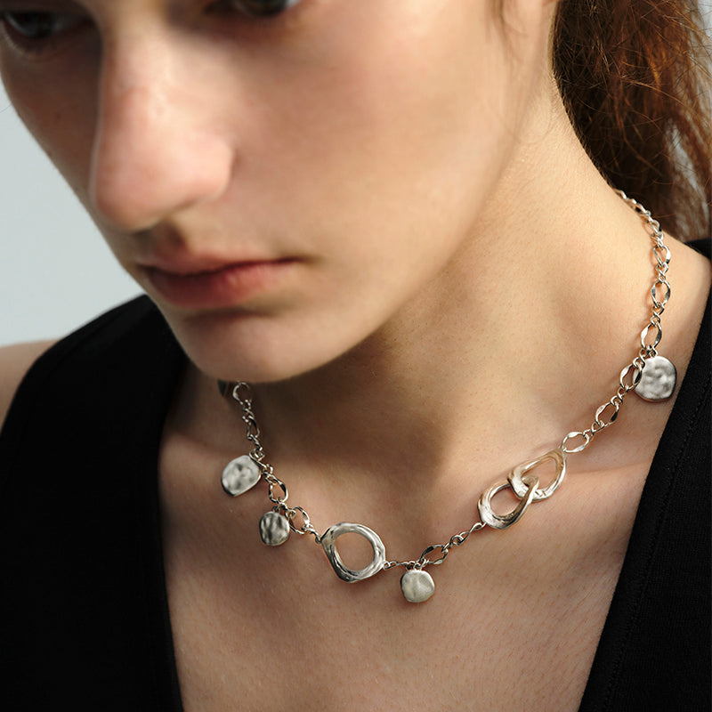 OINICIO Grayling Sanded Pure Silver Water Wave Fish Scale Necklace