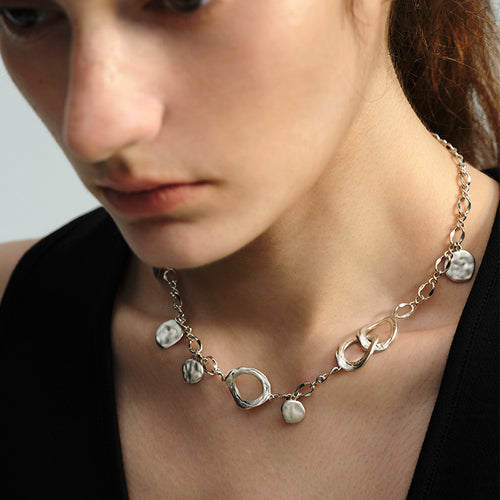 OINICIO Grayling Sanded Pure Silver Water Wave Fish Scale Necklace
