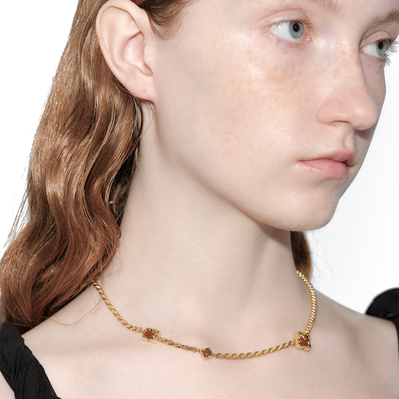 OINICIO Sediment Dark Red Agate Inlay Necklace