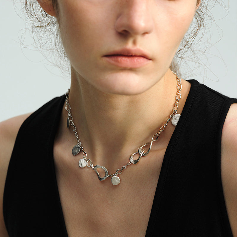 OINICIO Grayling Sanded Pure Silver Water Wave Fish Scale Necklace