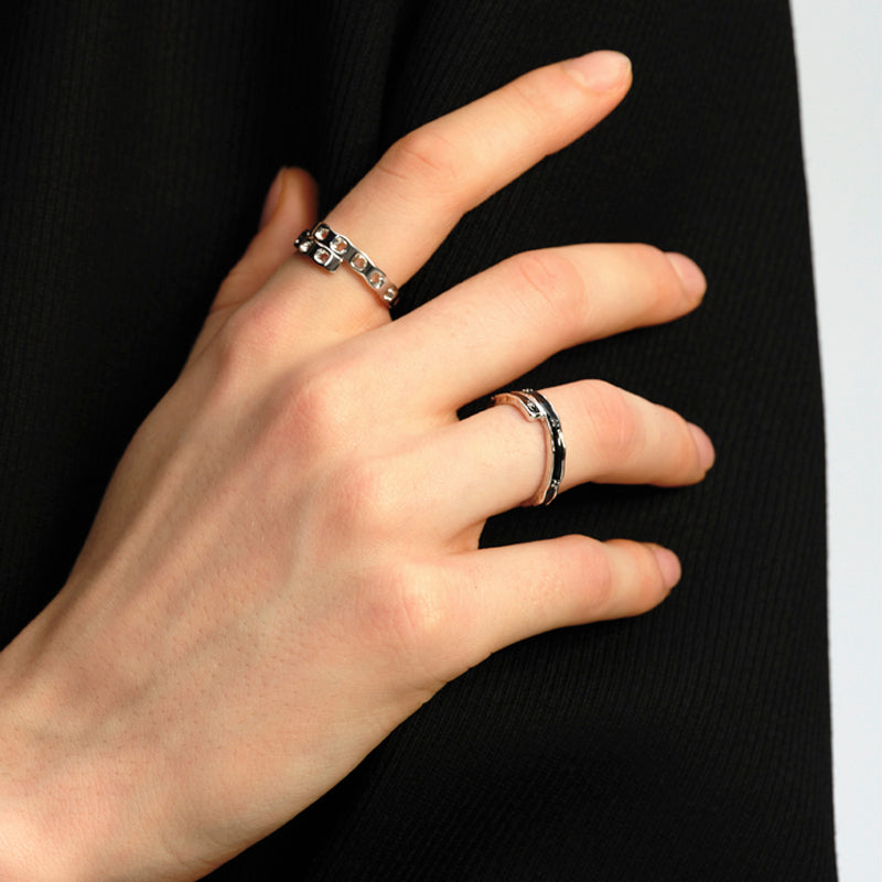 OINICIO Sediment Black Epoxy Resin Asymmetric Ring, Size 13#