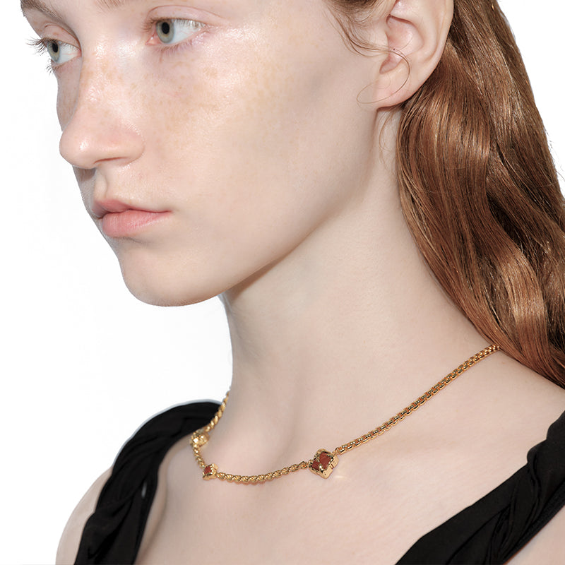 OINICIO Sediment Dark Red Agate Inlay Necklace