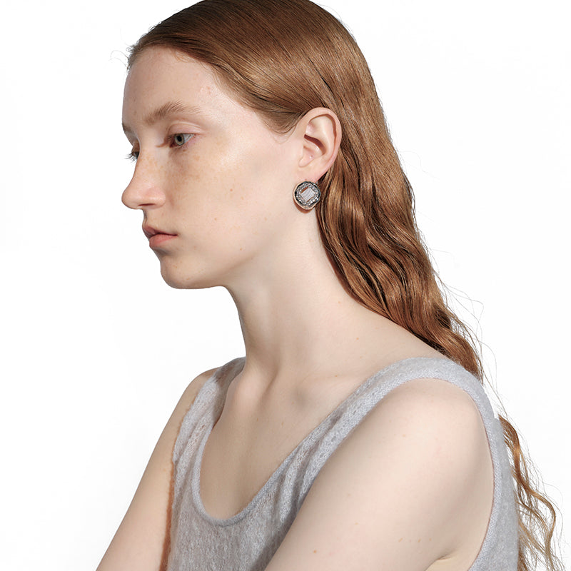 OINICIO Moonquake Blue Striped Agate Hollow Earrings