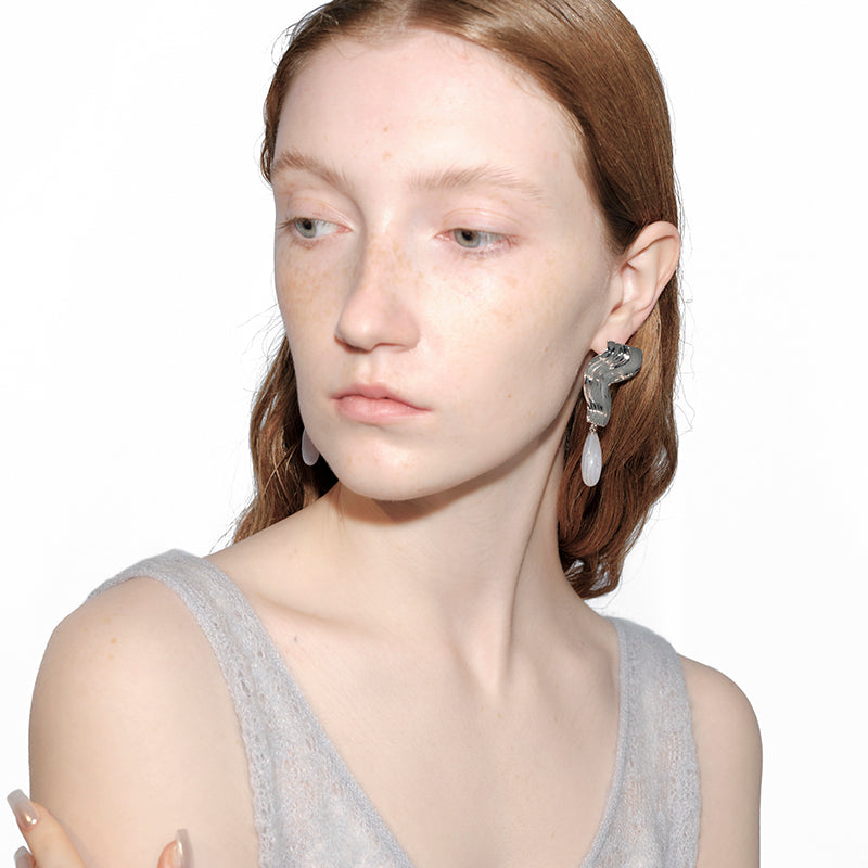 OINICIO Moonquake Blue Striped Agate Pendant Earrings