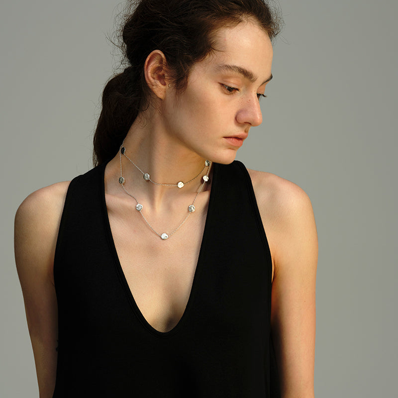 OINICIO Grayling Sandblasted Pure Silver Small Fish Scale Pendant Necklace