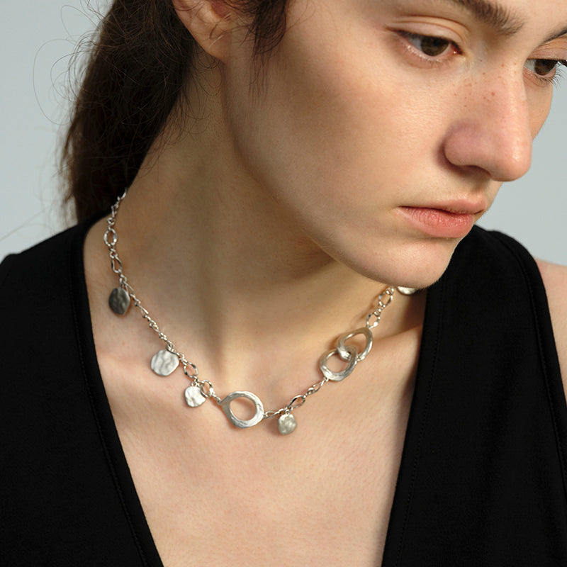 OINICIO Grayling Sanded Pure Silver Water Wave Fish Scale Necklace