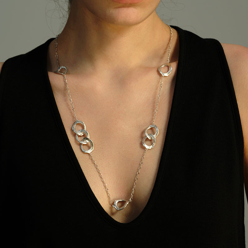 OINICIO Grayling Textured Water Ripple Openwork Stackable Double Necklace