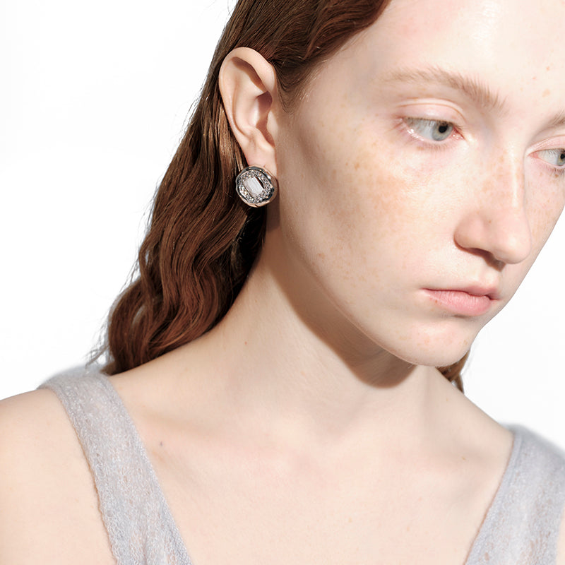 OINICIO Moonquake Blue Striped Agate Hollow Earrings