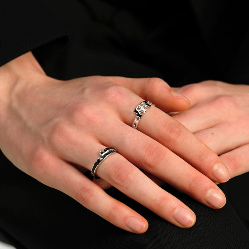 OINICIO Sediment Black Epoxy Resin Asymmetric Ring, Size 13#