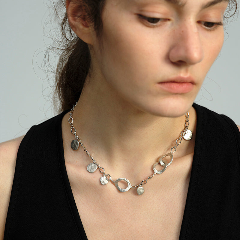 OINICIO Grayling Sanded Pure Silver Water Wave Fish Scale Necklace