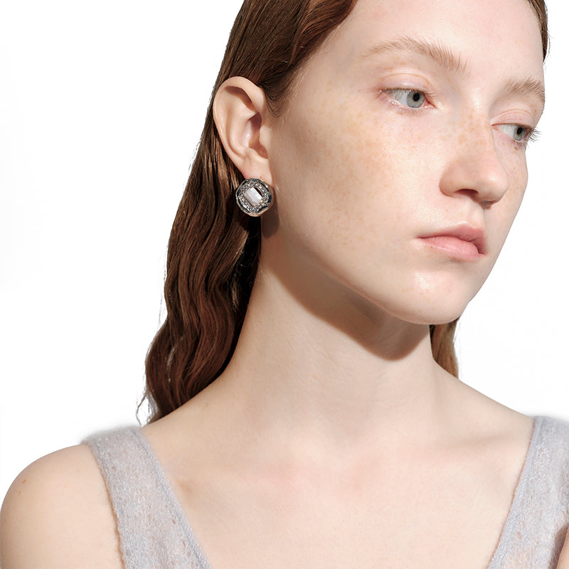 OINICIO Moonquake Blue Striped Agate Hollow Earrings