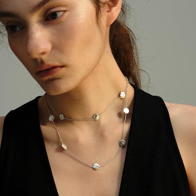 OINICIO Grayling Sandblasted Pure Silver Small Fish Scale Pendant Necklace