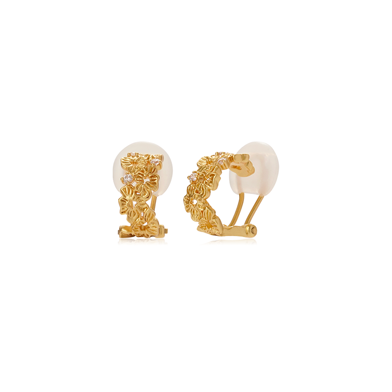 OINICIO NanKe Gold Lace Blossom Clip-On Earrings