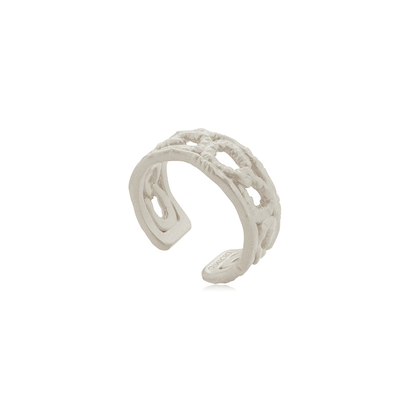 OINICIO NanKe Silver Openwork Wave Ribbon Ring 15#