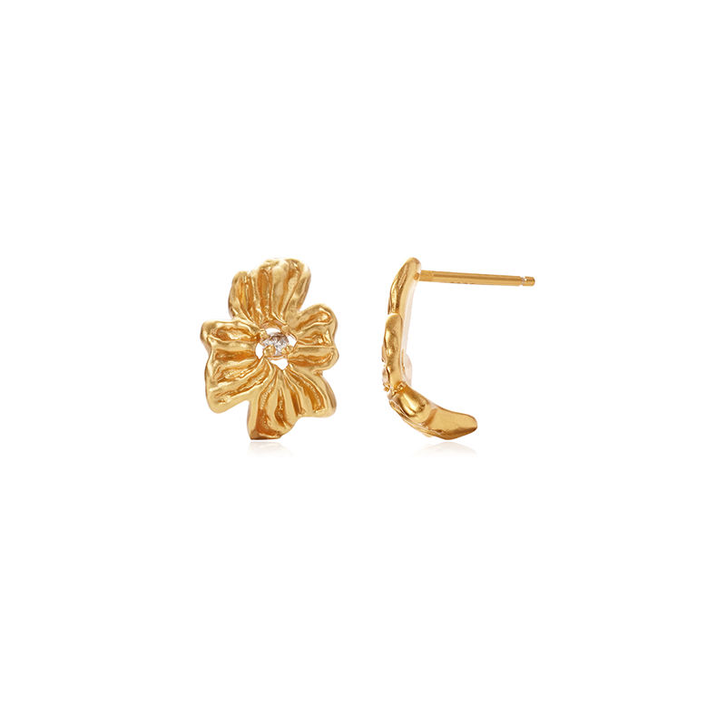 OINICIO NanKe Gold Lace Flower Stud Earrings