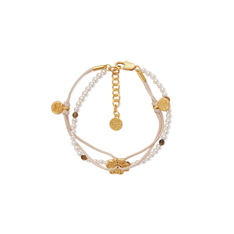 OINICIO NanKe Gold Floral Pearl Braided Bracelet