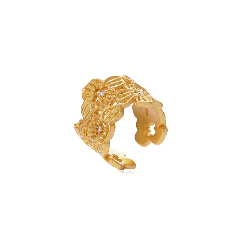 OINICIO NanKe Gold Lace Blossom Ring 15#