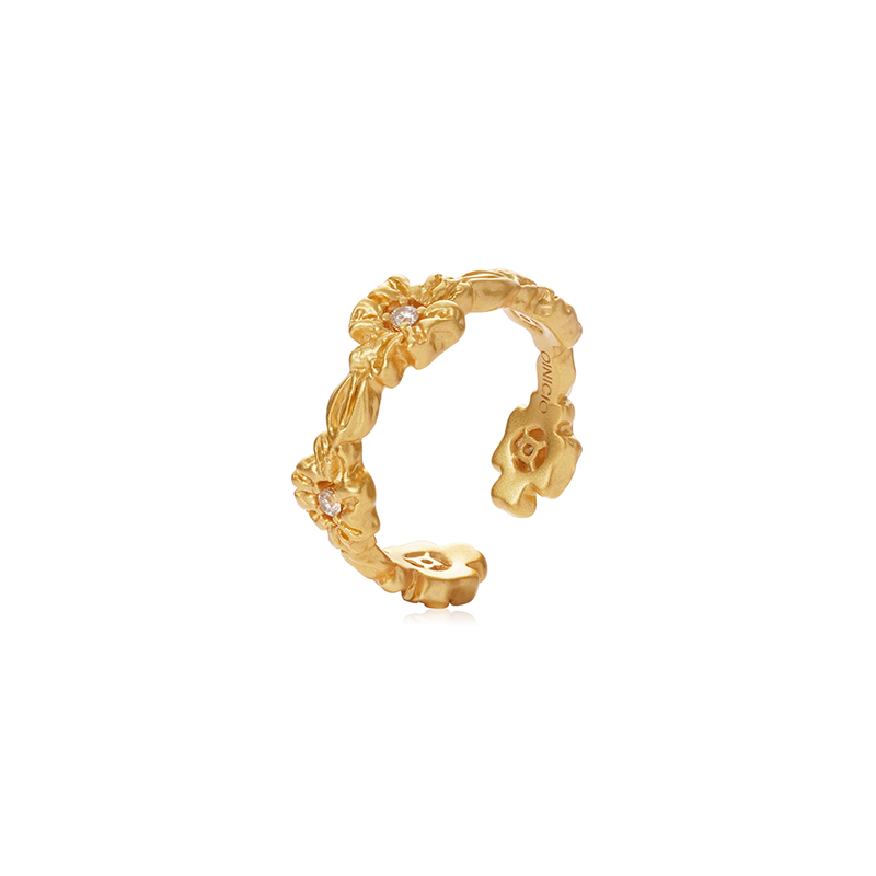 OINICIO NanKe Gold Lace Floral Ring 15#