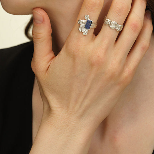 OINICIO Seed Pine Blossom Gem Silver Stud Earrings