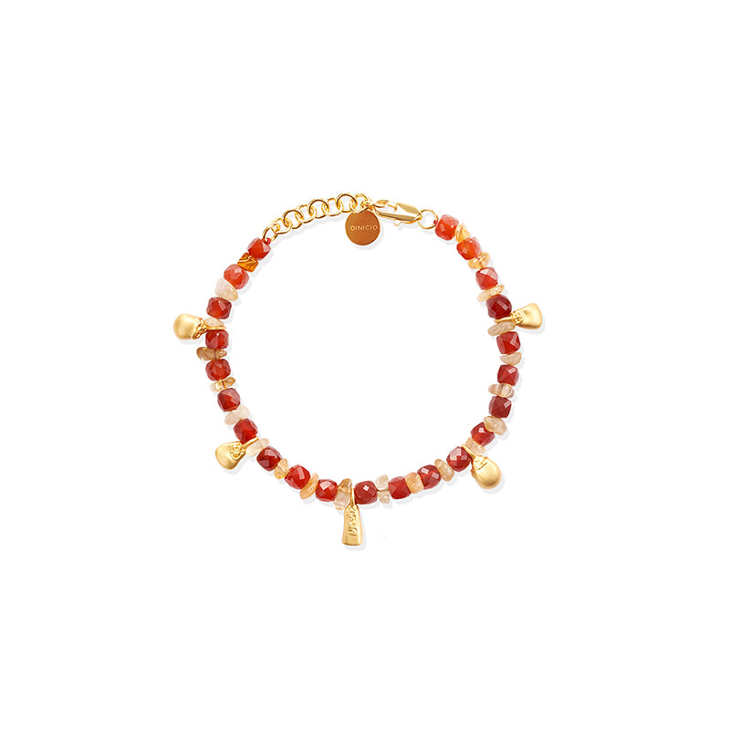OINICIO Seed Maize Gemstone Beaded Red Bracelet