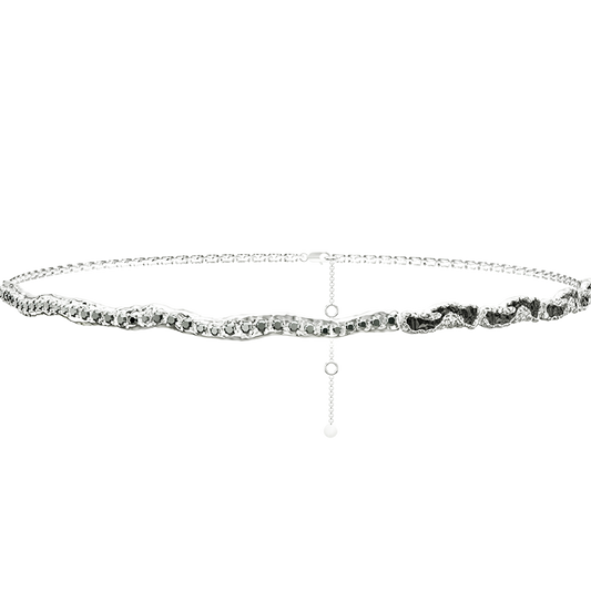 OINICIO Sediment Black Epoxy Set Zirconia patchwork necklace