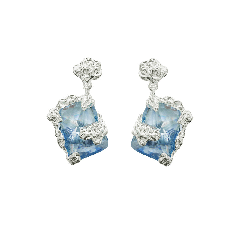 OINICIO Mumbling Blue Zircon Liquid Textured Stud Earrings