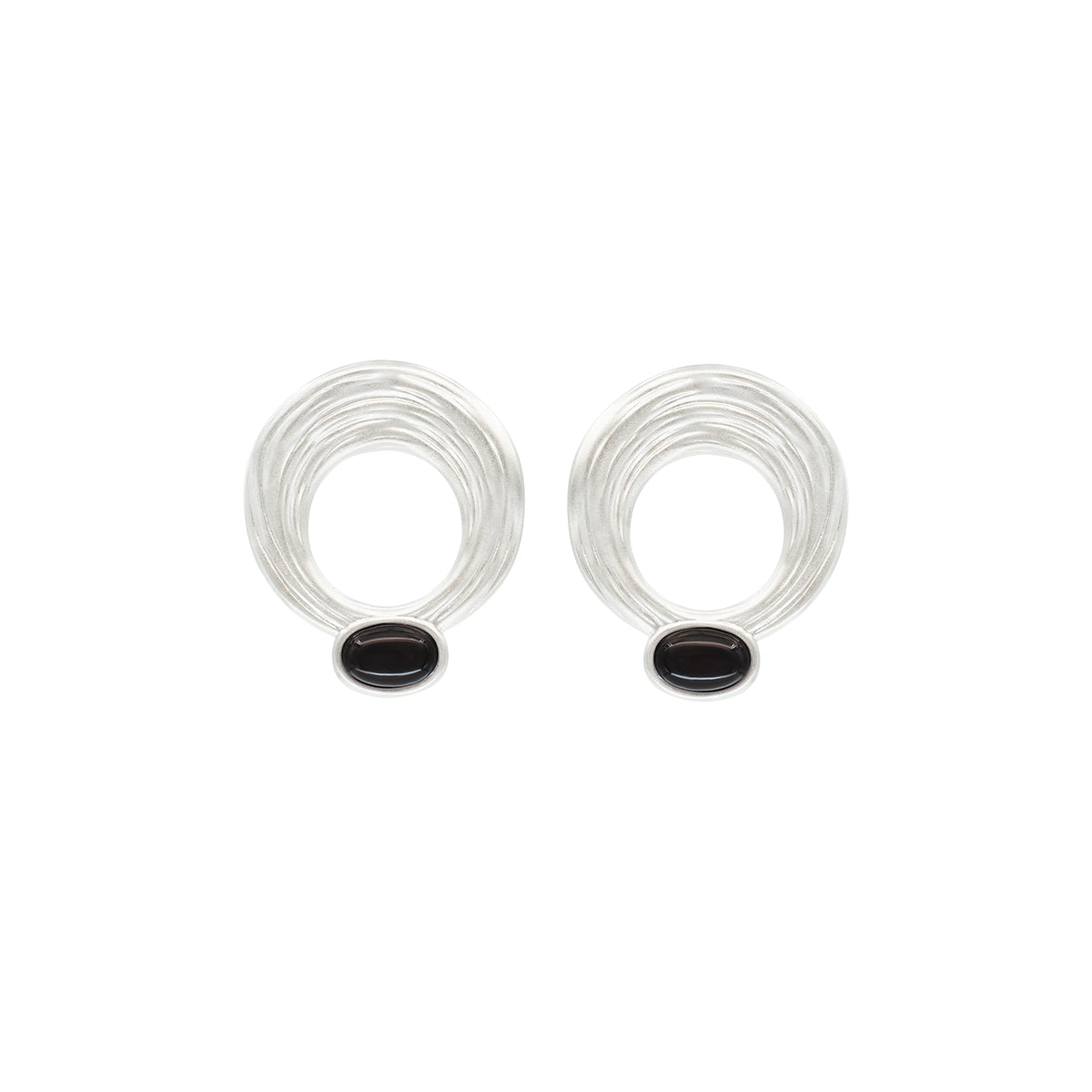 OINICIO Moonquake Black Agate Hoop Earrings