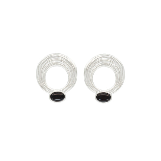 OINICIO Moonquake Black Agate Hoop Earrings