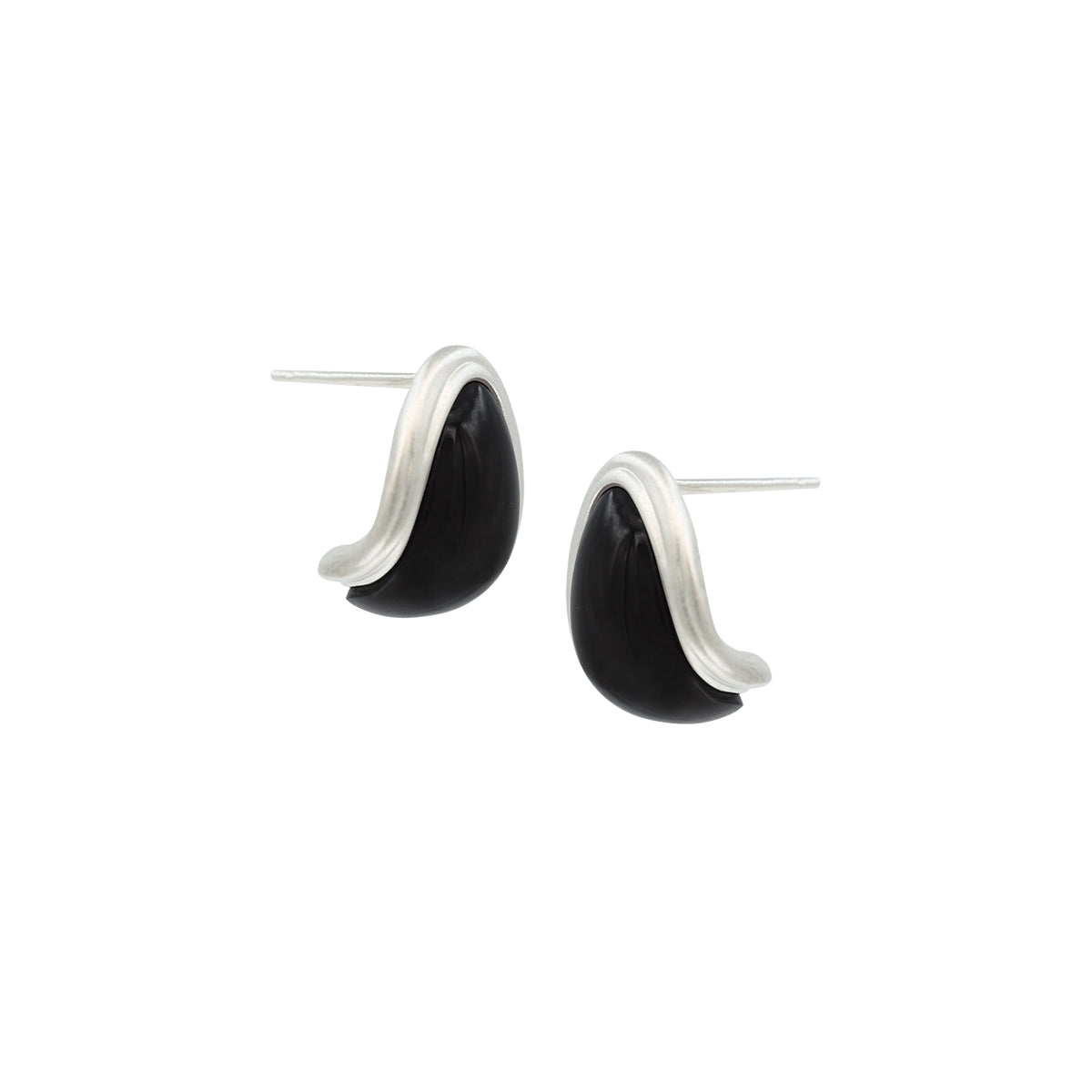 OINICIO Moonquake Black Agate Half-Wrapped Stud Earrings