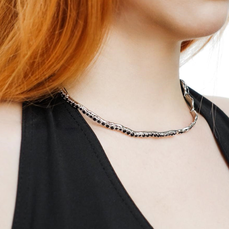 OINICIO Sediment Black Epoxy Resin Inlay Choker