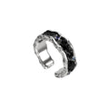 OINICIO Men's Sediment Black Resin Slim Ring with Zirconia, Size 20#