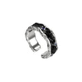OINICIO Women's Sediment Black Resin Slim Ring with Zirconia, Size 15#
