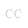 OINICIO Seed Veined Lightshadow Interlaced Silver Hoop Earrings