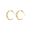 OINICIO Seed Veined Lightshadow Interlaced Gold Hoop Earrings