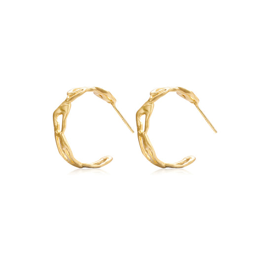 OINICIO Seed Veined Lightshadow Interlaced Gold Hoop Earrings