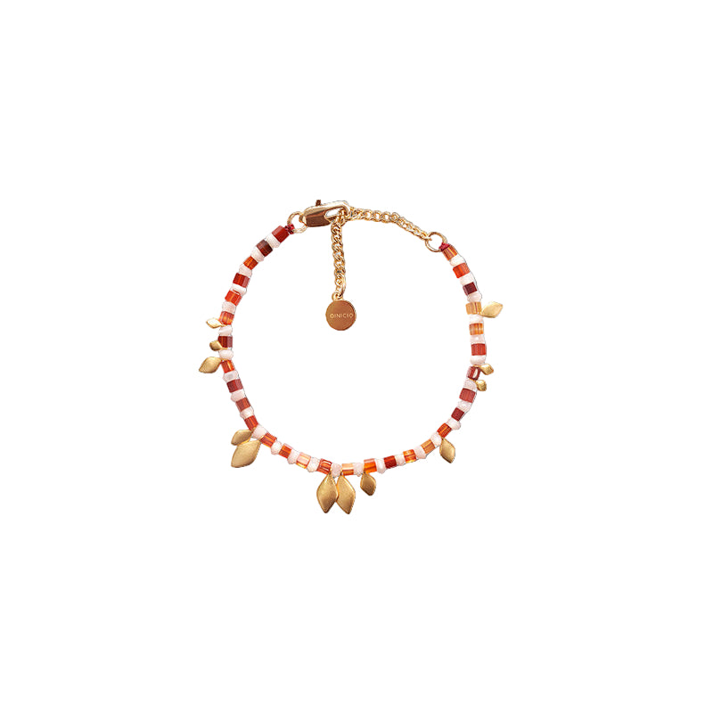 OINICIO Seed Leaf Red Gemstone Beaded Bracelet