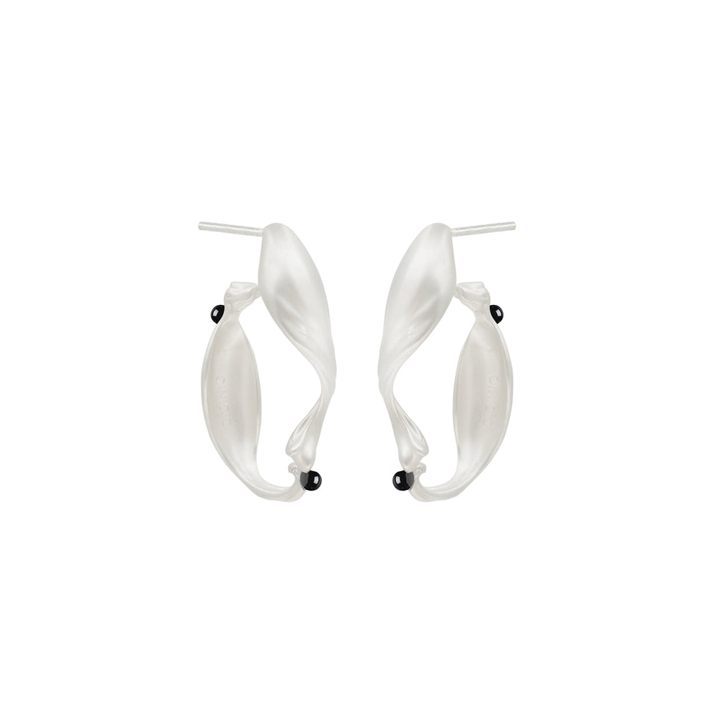 OINICIO Moonquake Black Agate Half-Circle Stud Earrings