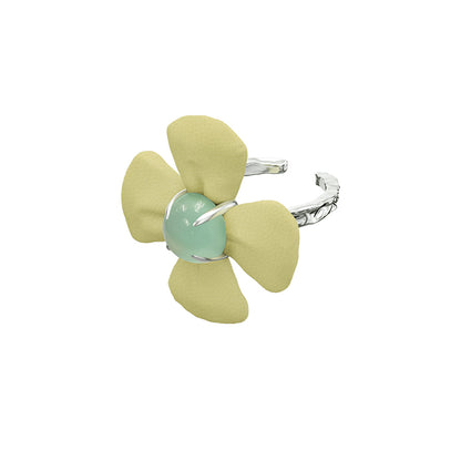 OINICIO comfort zone series yellow leather flower ring niche cute ring.