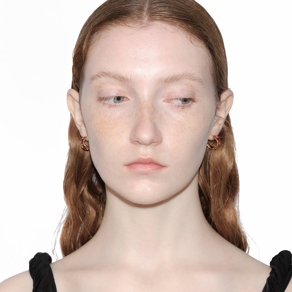 OINICIO Sediment Red Epoxy Resin Zircon Stud Earrings