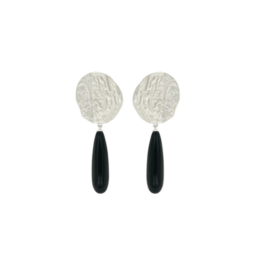 OINICIO Moonquake Black Agate Teardrop Earrings