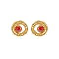 OINICIO Gold Curled Fern Gemstone Stud Earrings