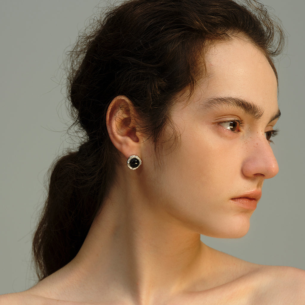 OINICIO Moonquake Black Onyx Earrings with Zircon