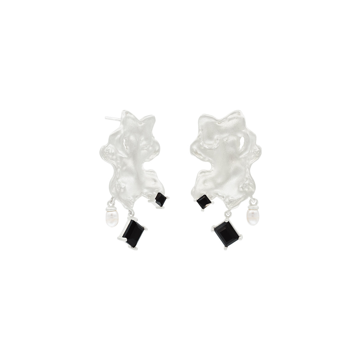 OINICIO Moonquake Black Agate Wave Pattern Stud Earrings